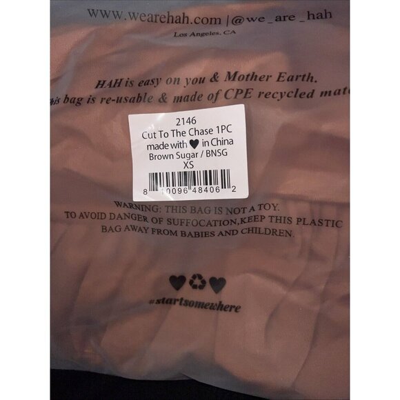 We Are HAH Swim Suit Bodysuit Cut To The Chase Brown Sugar Size XS NEW High P - Picture 5 of 5